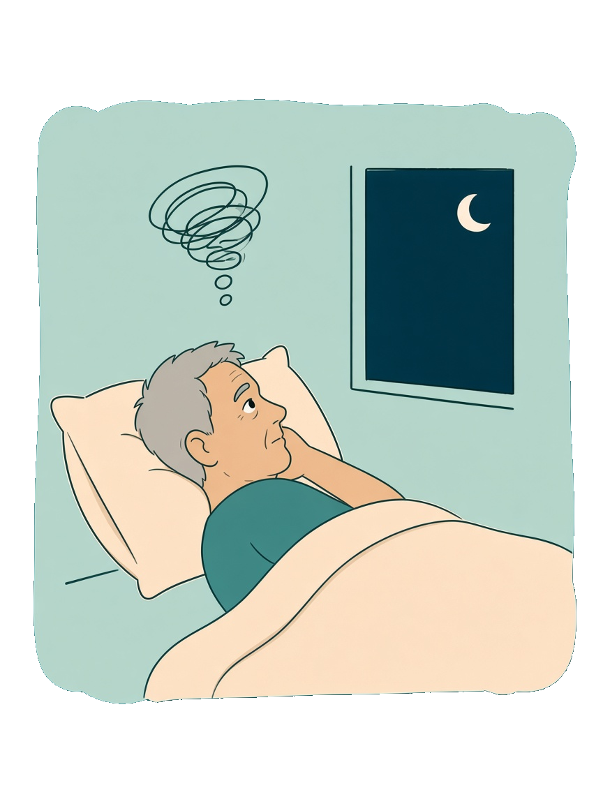 Illustration: Unterstützung und digitale Hilfe bei Alzheimer und Schlafproblemen
